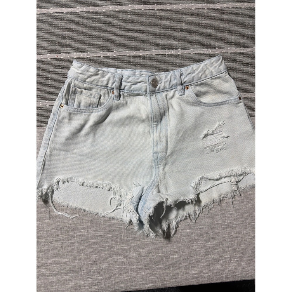 PacSun Light Wash Distressed High Rise Denim Jean Shorts Cutoffs‎ Size 26